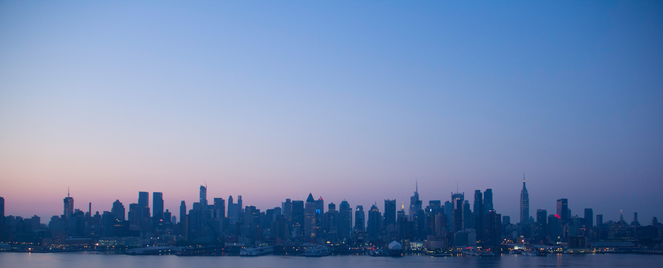 Sunrise over Manhattan, view from Weehawken, New Jersey