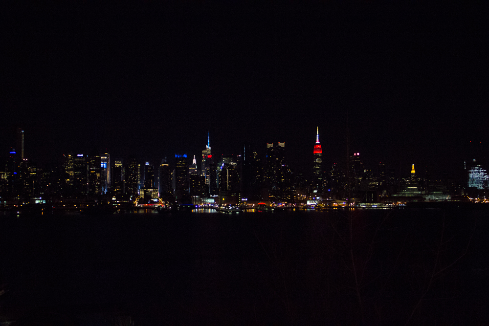 I took this photo from the waterfront in Weehawken, New Jersey in April 2015.